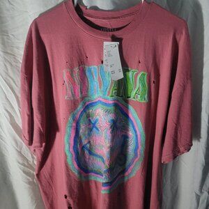Nirvana Pink Distressed Graphic T-Shirt